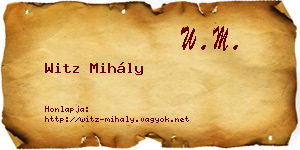 Witz Mihály névjegykártya
